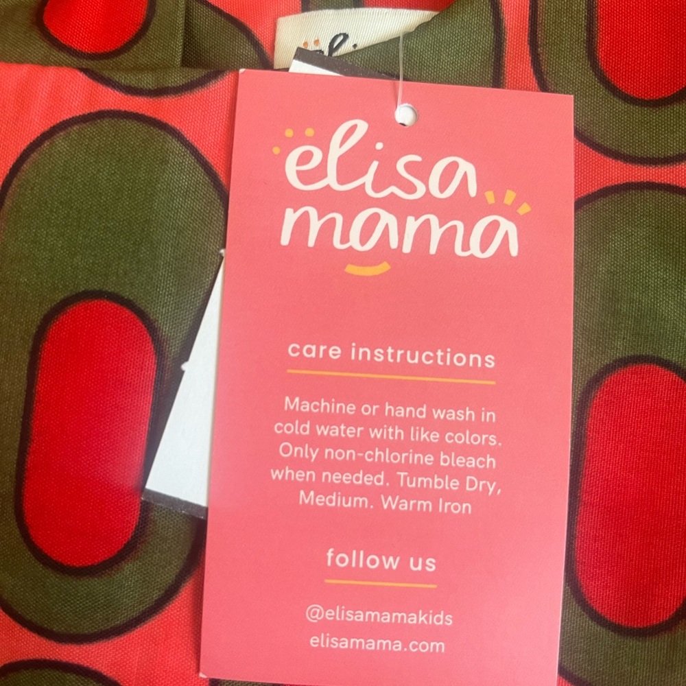 Elisamama size 8 Years Nigerian Green Red Print Ruffle Sleeve NWT Dress African - Picture 5 of 7